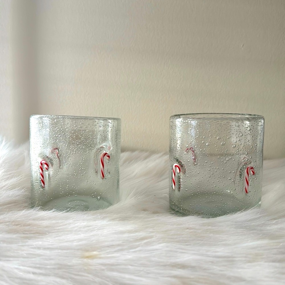 Candy cane icon glasses set of two (2) BWNT